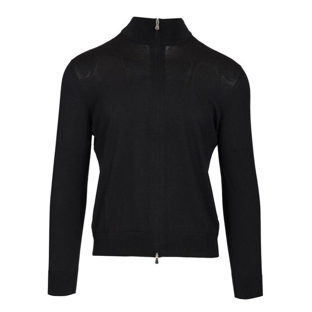 Tagliatore Men Cotton And Silk High Neck Zip Sweater